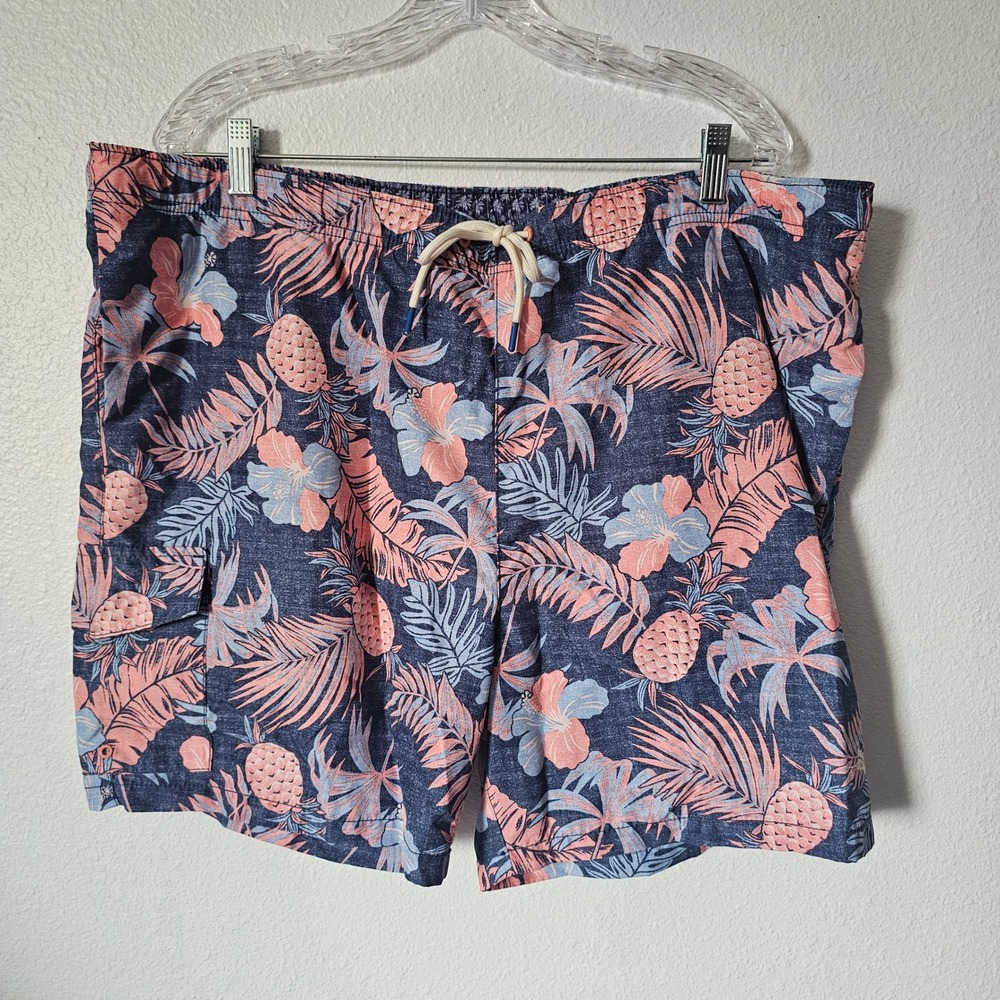 Tommy Bahama Mens XL Swim Trunks Navy Pink Pineapple Tropical Board Shorts